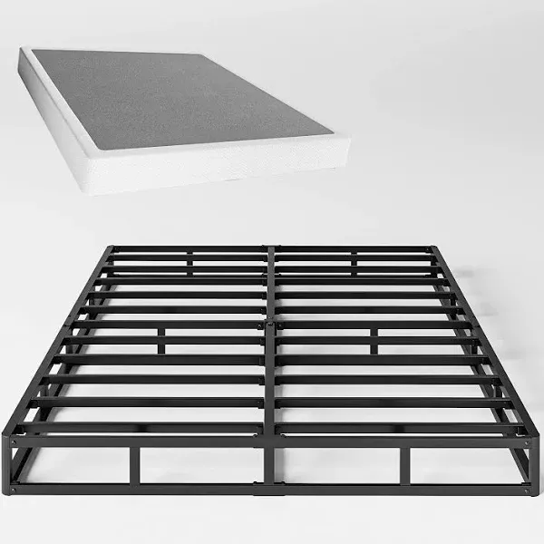 Box Spring Full 5 Inch Low Profile Heavy Duty Metal Mattress Foundation with Easy Clean Fabric Bed Cover, Non-Slip, No Noise, Easy Assembly