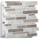  10-Sheet Peel and Stick Tiles, Marble Look Kitchen Backsplash Tiles, Brown