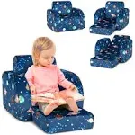 Convertible Kid Sofa 3 in 1 Flip-Out Chair Lounger for Toddler, Blue