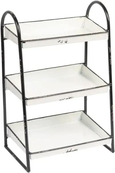 White 3-Tier Metal Tray with Black Frame &amp; Rim