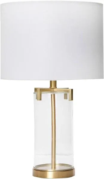 Creative Co-Op Modern Transparent Bubble Glass and Metal Table Lamp, Brushed Gold