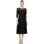 SL Fashions 3/4-Sleeve Sequin Lace Dress - Black - Size 6