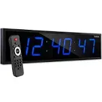 Ivation 36 in. Large Digital Wall Clock LED Digital Clock with Timer and Alarm - Blue