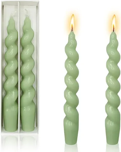 White Taper Spiral Twisted Candles