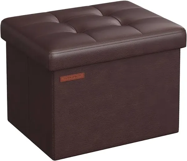 Songmics Small Folding Storage Ottoman Foot Rest Stool Cube Footrest Synthetic Leather