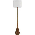 Novogratz x Globe Electric 67225 Harrington 65 in. Faux Wood Floor Lamp with White Fabric Shade