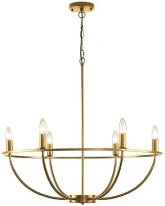 6 - Light Dimmable Wagon Wheel Chandelier