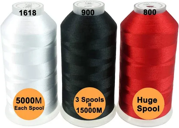 Value-Packed 3x5000M Polyester Thread for Embroidery - High Strength and Lustre