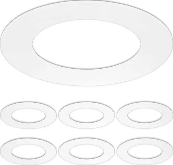 6 Pack Gloss White Goof Trim Ring for 4&#034; Inch Recessed Can Lighting Down Ligh...