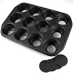 Pro Mini Cheesecake Pans Removable Bottom 12 Hole - Heavy Gauge Carbon Steel Muf