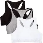 Fruit of the Loom Girls' 3 Pack Cotton Built -Up Stretch Sports Bra in Everyday Colors