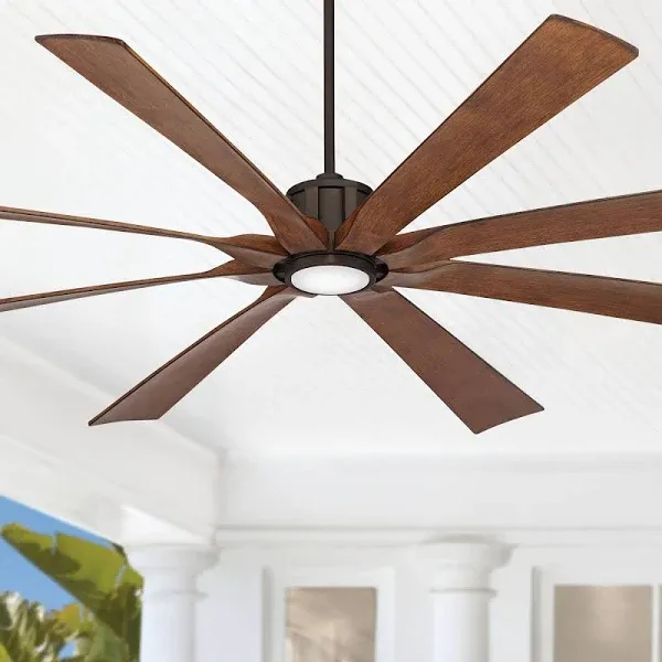 Possini Euro Design 80" Defender Rustic Farmhouse Outdoor Ceiling Fan with Dimmable LED Light Remote Control Oil Rubbed Bronze Damp Rated for Patio Exterior House Home Porch Gazebo Garage Barn