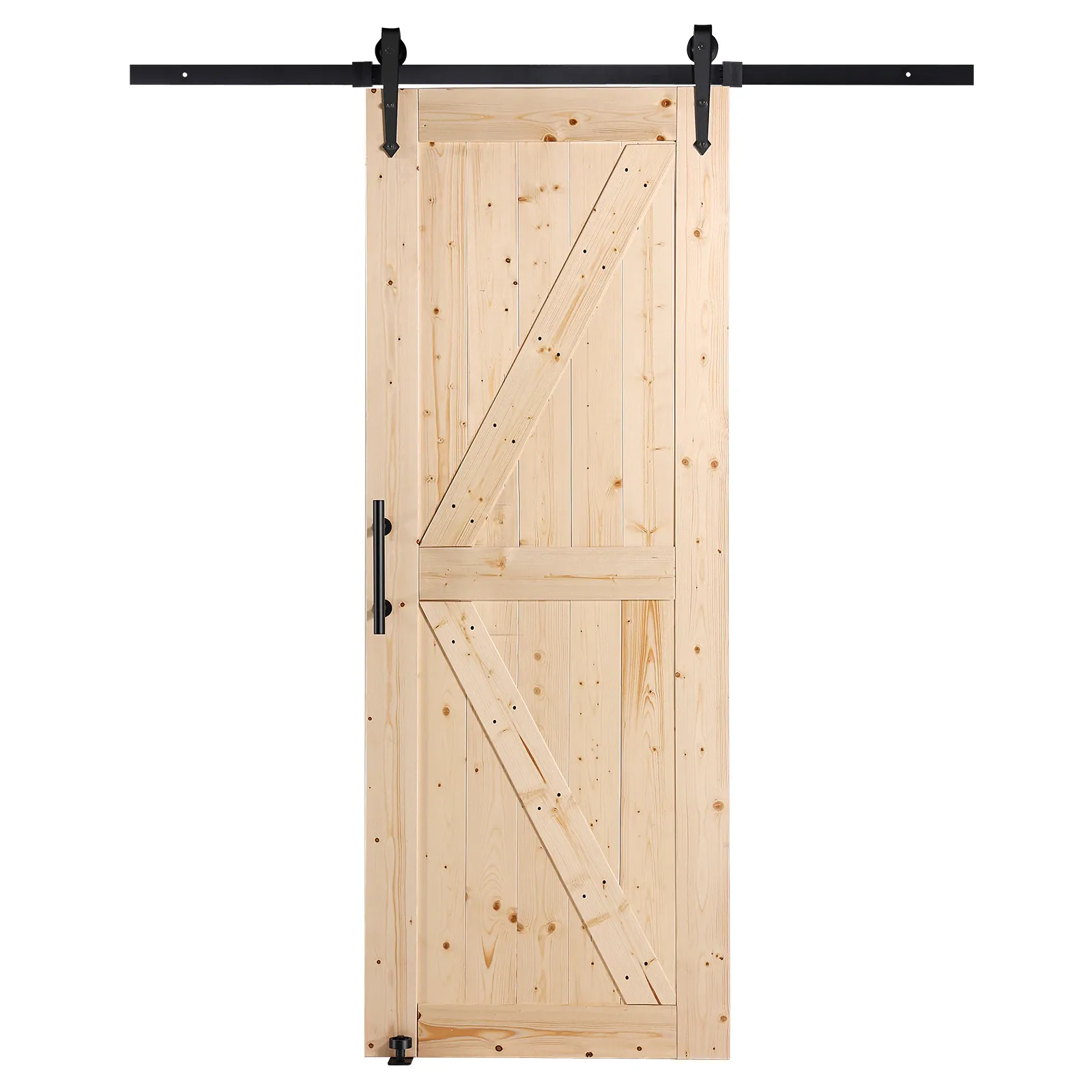 VEVOR Barn Door and Hardware Kit 84 Wood and Glass Sliding Barn Door