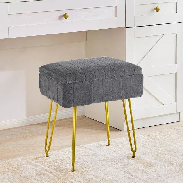 Mercer41 Redlife Faux Fur Vanity Stool