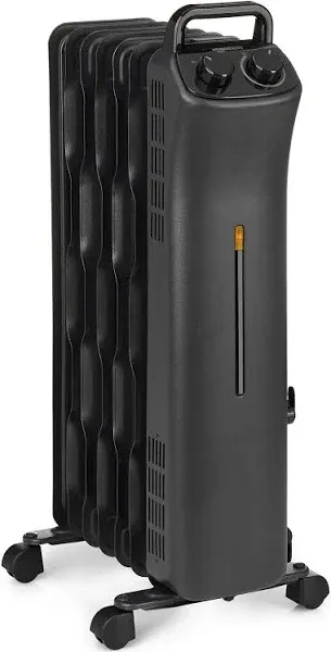 Portable Digital Radiator Heater,7 Wavy Fins and Remote Control, Black,1500w