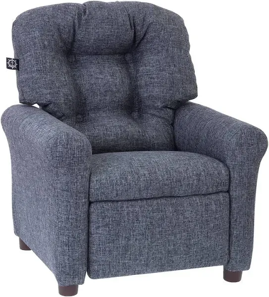 The Crew Furniture Traditional Kids Recliner, Toddler Ages 1-5 Years, Home Décor Polyester Linen, Sapphire