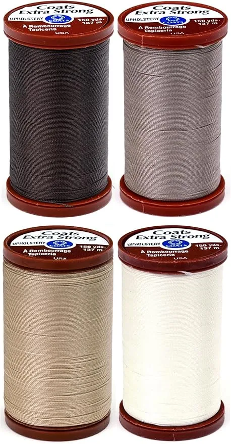 4 Color Bundle of COATS & CLARK Extra Strong Upholstery Thread - 150 yards each (Chona Brown, Driftwood, Hemp & Natural)