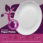 Munfix 500 Pack Uncoated Paper Plates 9 inch, Everyday Disposable Plates, White Dinner Plates for BBQ Party, Picnics, Travel and Events, Microwavable