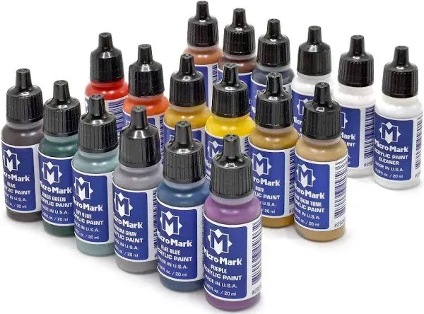 Micro-Mark Basic Color Model Paint Set - Versatile Paint Set for Models, Miniatures, Game Figures, Canvas, and Crafts