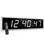 Ivation Large Digital Clock, 36" LED Wall Clock with Alarms, Timer & More - White