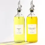 Oil and Vinegar Dispenser with Metal Pour Spout Weighted Pourer Glass Bottle ...