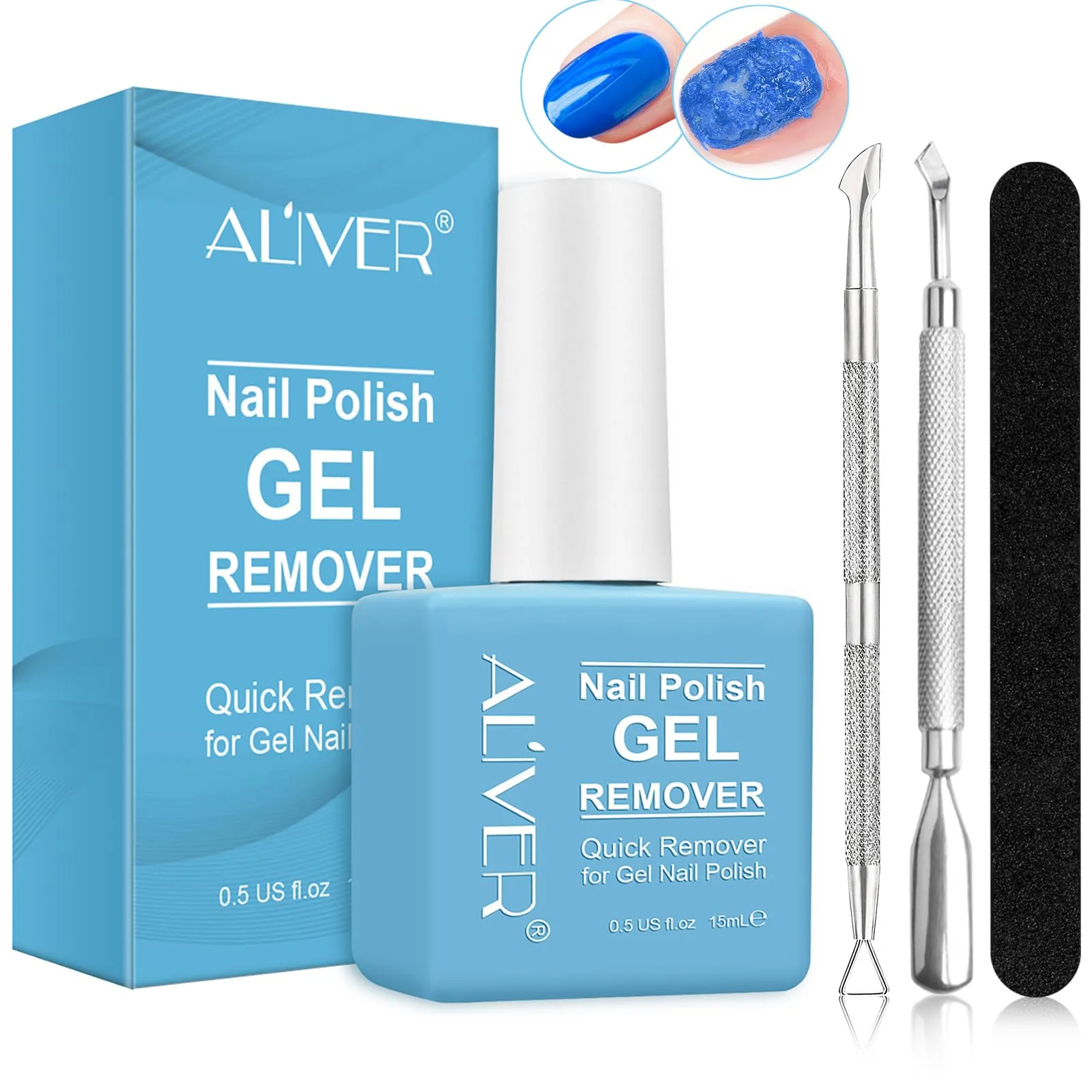 2Pcs Gel Nail Polish Remover, Nail Polish Remover for Gel Nails, Ultra-Powerf..<wbr/>.