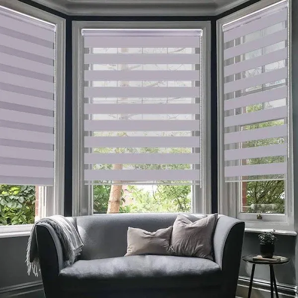 LUCKUP Horizontal Window Shade Blind Zebra Dual Roller Blinds Day and Night Blinds Curtains Easy to Install 59