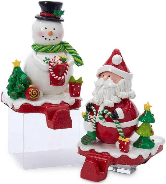 Kurt Adler Santa & Snowman Stocking Hangers