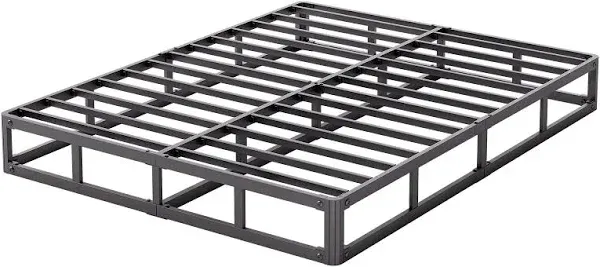 Queen Bed Box Spring 5 Inch High, Low Metal Bed Frame with Round-Corner Design, Heavy Duty Steel Slat Support Mattress Foundation, Noise Free Platform Base, 3500lbs Max Weight Capacity