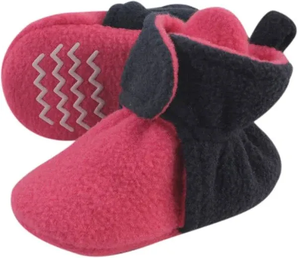 Hudson Baby Two,Tone Fleece Lined Booties, Dk Pink and Navy