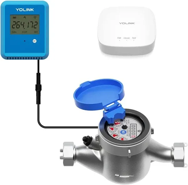 YoLink FlowSmart NSF Water Meter, Smart Water Usage Monitor and Water Leak Detection