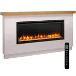 SimpliFire 50-Inch Allusion Platinum Linear Electric Fireplace with Modern Farmhouse Boyd Build-Out Mantel Package