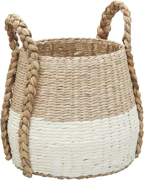 Household Essentials, Natural and Gray Cattail and Paper Terra Basket