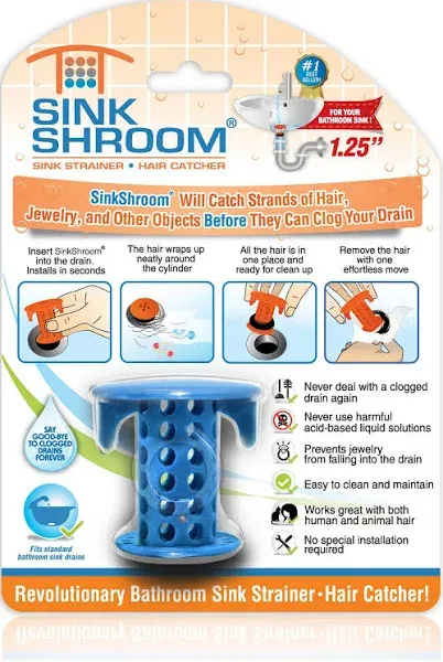 SinkShroom Revolutionary Bathroom Sink Drain Protector Hair Catcher