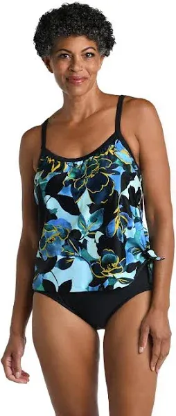 Women's Maxine of Hollywood Moonlit Garden Scoop Neck Faux Tankini One Piece