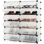 Costway Shoe Rack 12 Cube DIY Plastic Shoe Cabinet Multi Use Modular Closet Shelf White