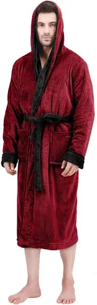 Men Luxurious Hooded Robe Experience Comfort with our Plush Long Fleece Bathrobe