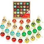 NorthPoleXpress 1 inch Mini Vintage Multi Color Glass Ball Christmas Ornaments Set of 25 Balls | Miniature Christmas Tree Ornaments | Rustic Christmas