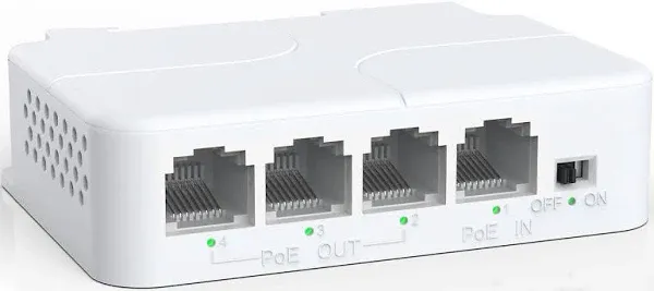 YuanLey 4 Port PoE Extender Gigabit Whit 3 PoE Out