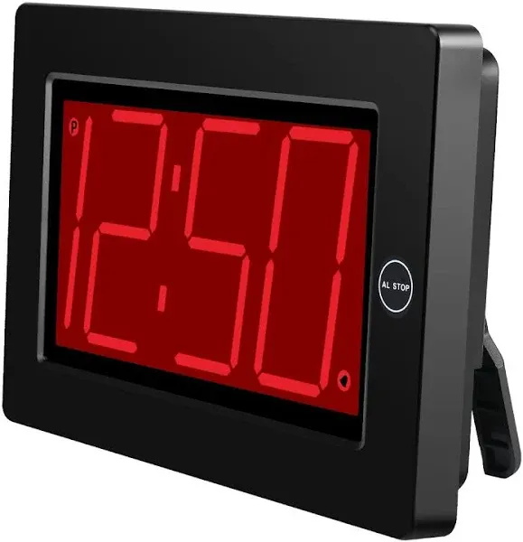 KWANWA Alarm Clock, 8&#034; Large Screen Display, Digital Black Case-red Led Digit 