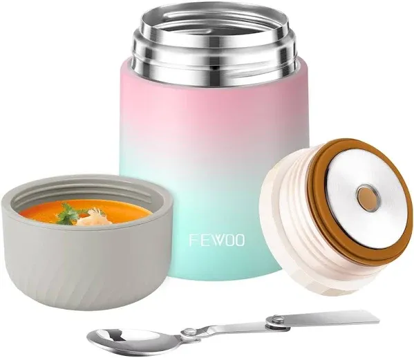 FEWOO Food Jar 20oz Vacuum Insulated Soup Container Stainless Steel Lunch box for Kids Adult