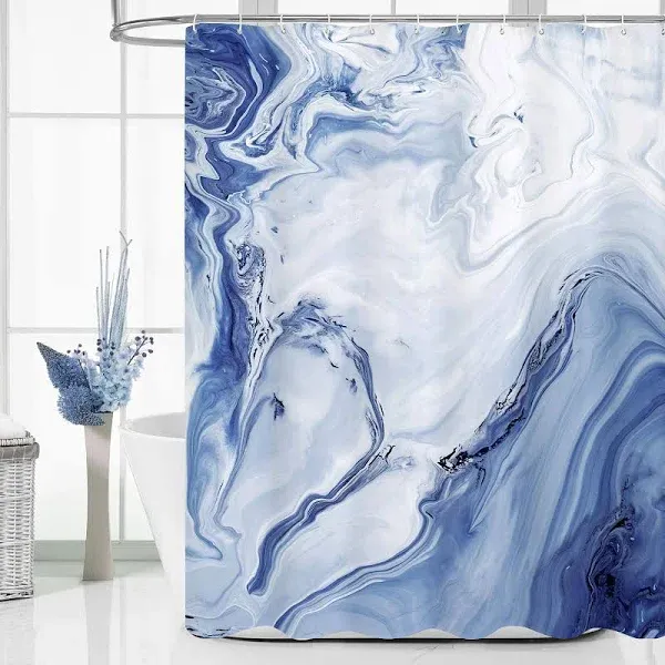 Blue Marble Shower Curtain, Abstract Waterproof Shower Curtain for Bathroom, Ombre Fabric Cloth Shower Curtains 72x72 Inch