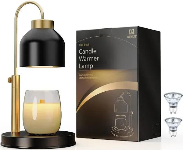 AIKUT Candle Warmer Lamp with 2 Bulbs,Timer & Dimmer,Height Adjustable Electric Top Candle Melter,Compatible with Large Yankee Candle Jars,3 Wick