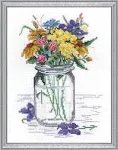 Janlynn Wildflower Jar Counted Cross Stitch Kit White Yellow Blue