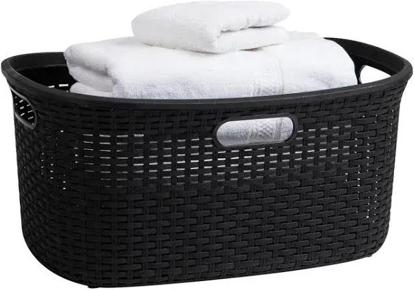 Mind Reader 40L Laundry Basket Clothes Hamper Wicker Design