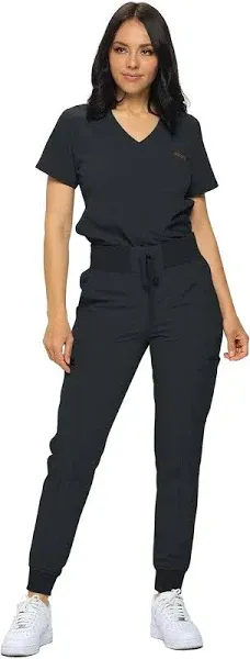 MONARCH UNIFORMS Stretchy Scrubs Women's Jogger Scrub Set In Regular and Petite Jogger Scrubs with Tuck-In Top for Women