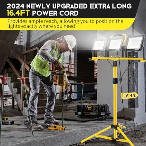 21000Lumen LED Work Lights with Stand: Adjustable Work Light with 3 Head