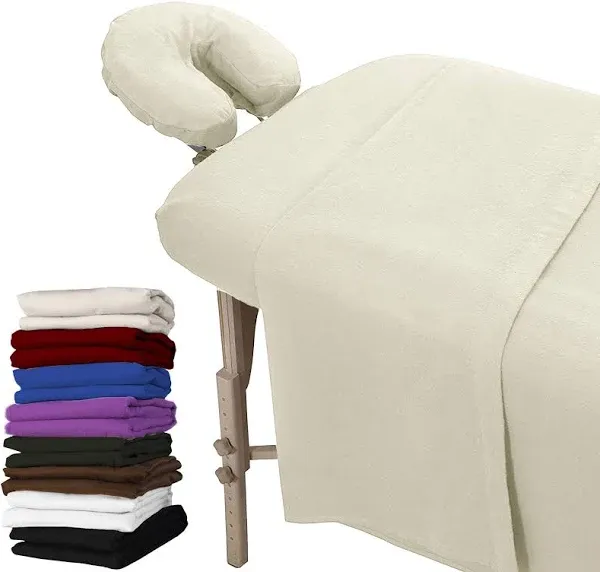 MASSAGE TABLE COVER Sheet Cotton Flannel Extra Thick 3 Piece Set LONDON LINENS