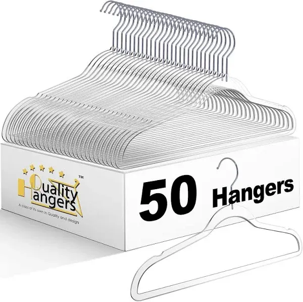 50 Pack Clear Plastic Hangers for Clothes