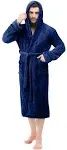 NY Threads Men&#039;s Hooded Fleece Bathrobe Plush Long Spa Robe